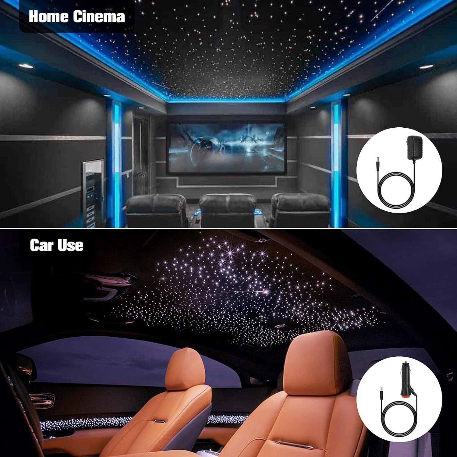 Two-Color 1000Pcs Twinkle Starlight Headliner Kit 1000 Piece Star Lights for Car,13.1Ft Car Star Lights,App RGBW Fiber Optic Lights Starlights Headliner Kit for Home Theater