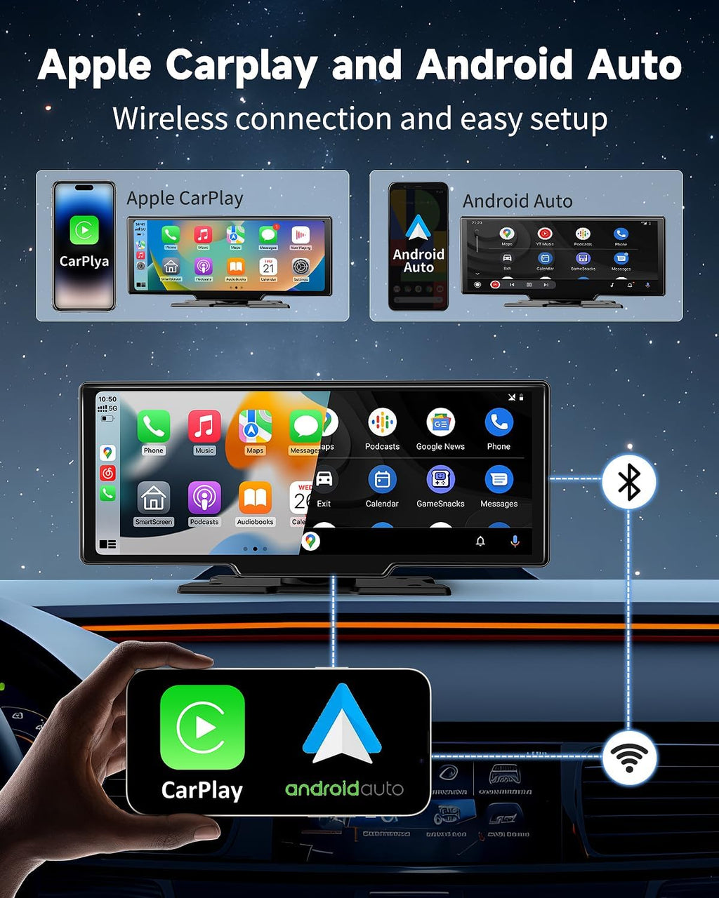Upgrade Your Drive: 11.5" Wireless CarPlay Touchscreen Stereo with 4K Dash Cam, Bluetooth, Navigation & Voice Control for All Vehicles