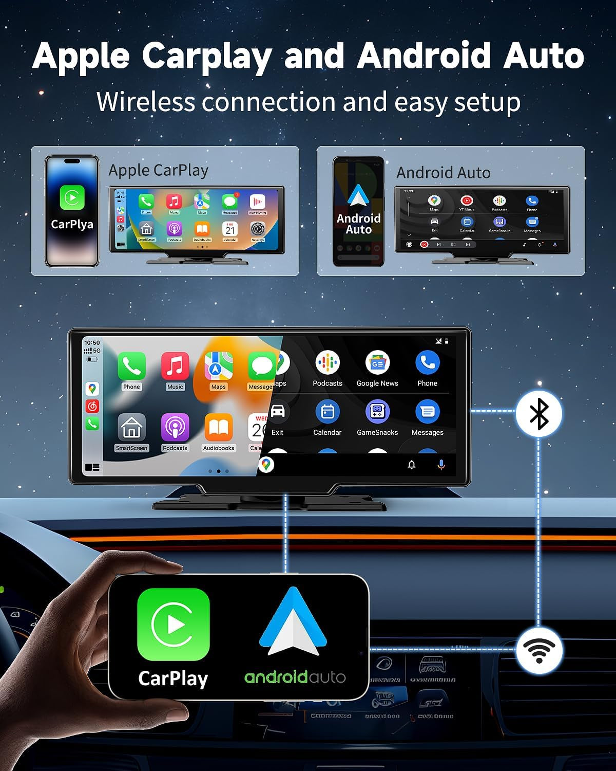 Upgrade Your Drive: 11.5" Wireless CarPlay Touchscreen Stereo with 4K Dash Cam, Bluetooth, Navigation & Voice Control for All Vehicles
