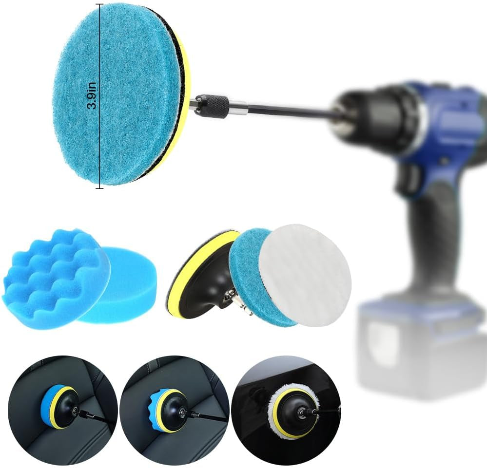 15Pcs Car Cleaning Kit Interior Detailing Kit, Blue Drill Brush Attachments for Cleaning