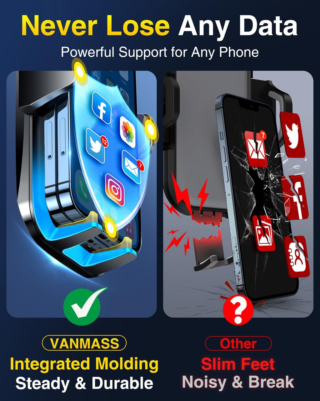 Ultimate Military-Grade Car Phone Mount - 85+LBS Strong Suction for Dashboard, Windshield & Vent - Compatible with iPhone 17 Pro Max, 16, 15 & Samsung - Patent & Safety Certified