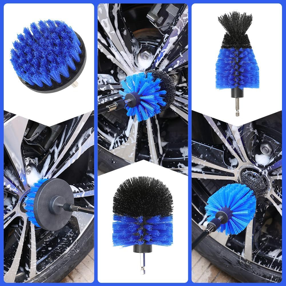 15Pcs Car Cleaning Kit Interior Detailing Kit, Blue Drill Brush Attachments for Cleaning