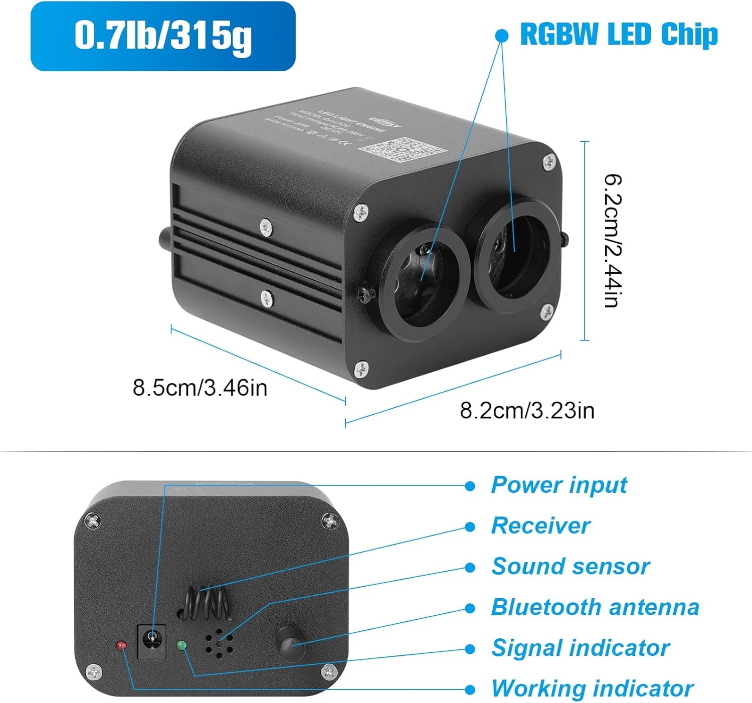 Two-Color 1000Pcs Twinkle Starlight Headliner Kit 1000 Piece Star Lights for Car,13.1Ft Car Star Lights,App RGBW Fiber Optic Lights Starlights Headliner Kit for Home Theater