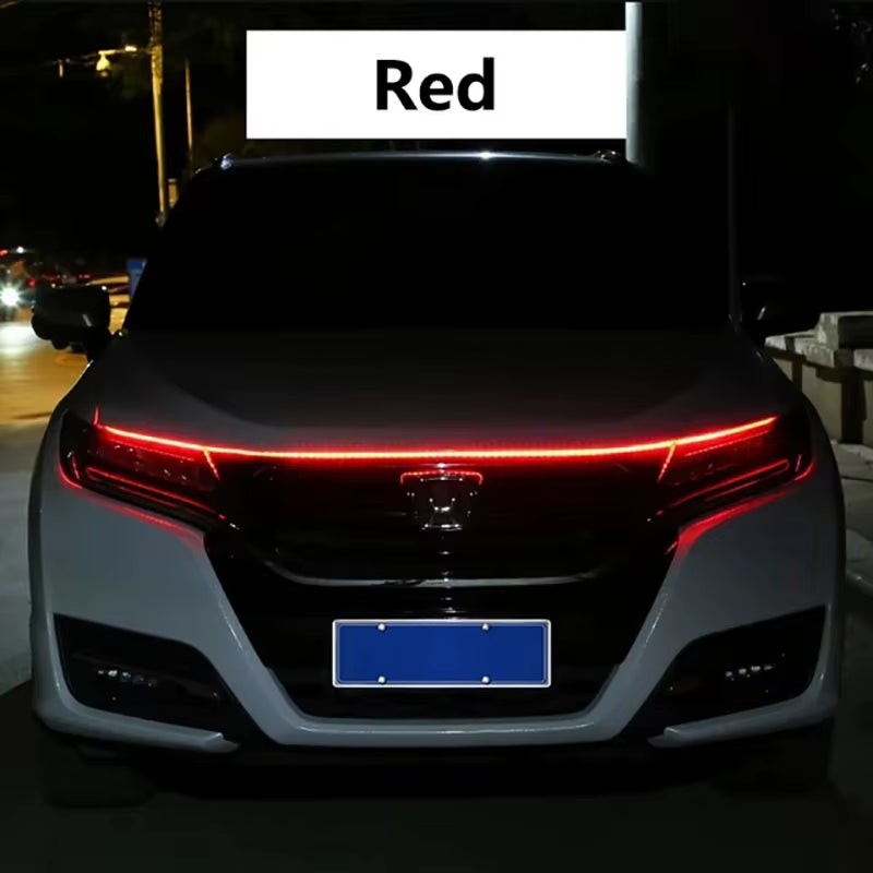 150Cm LED Daytime Running Light Scan Starting Car Hood Decorative Lights DRL Auto Engine Hood Guide Decorative Ambient Lamp 12V