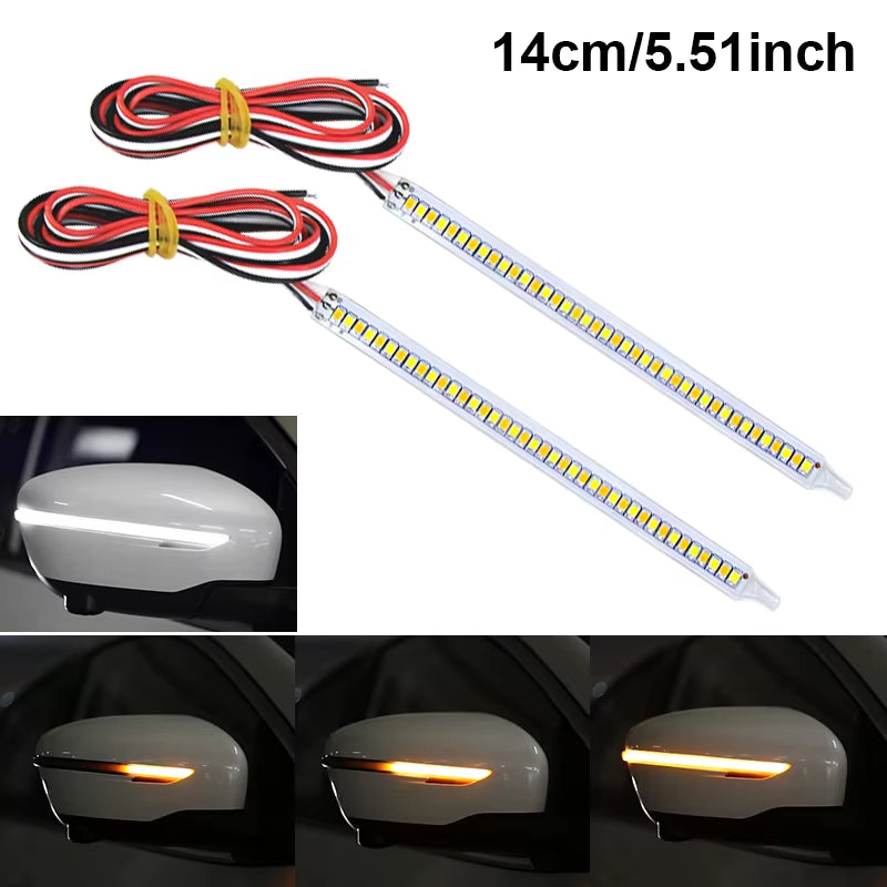 12V LED Car Rearview Mirror Indicator Lamp Auto Headlight Strip Turn Signal Flowing Light Daylights for Car Lighting