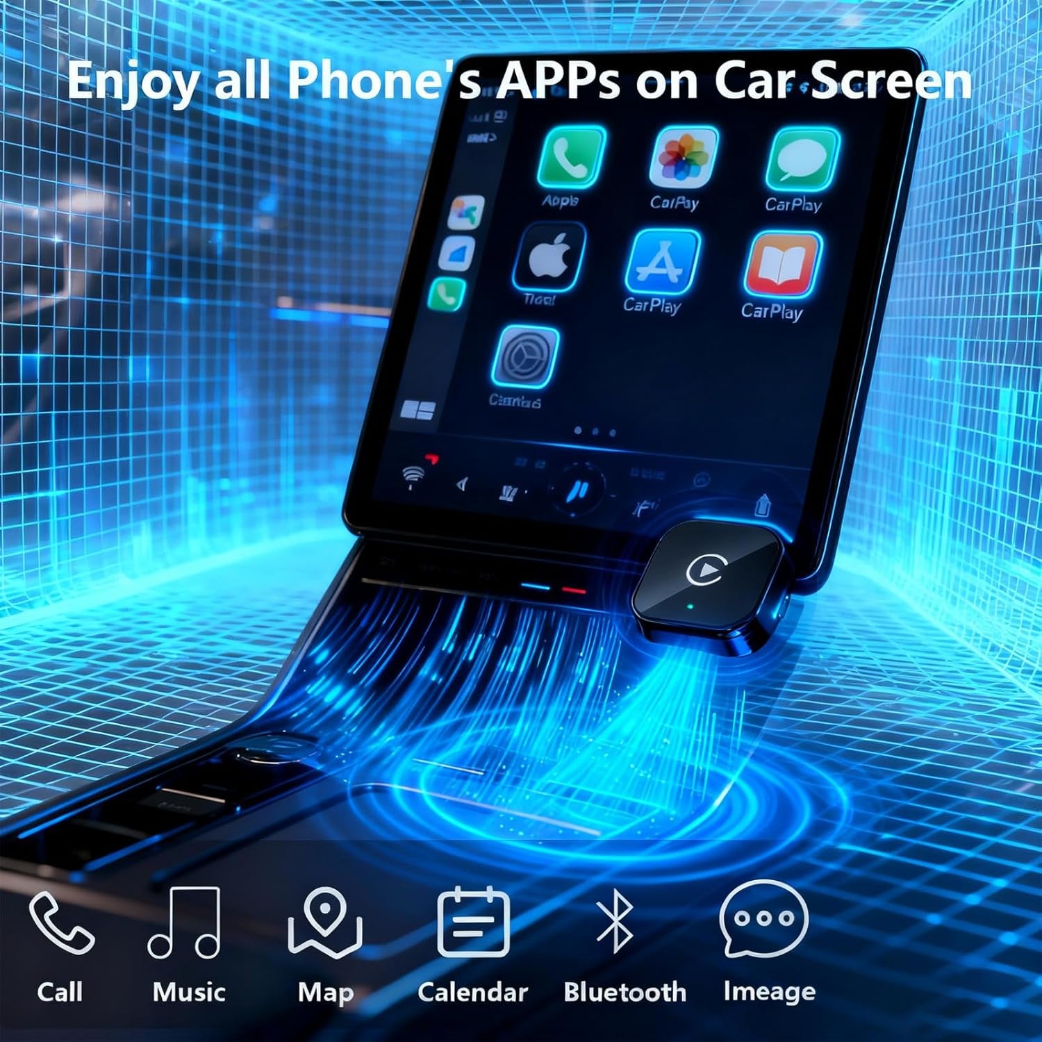 Wireless Carplay Adapter for Apple Iphone ＆Android Small Size, (New Update) Plug and Play, Fast and Stable Connection Wireless Adapter for Carplay＆Android