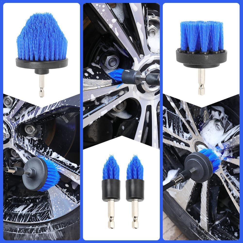 15Pcs Car Cleaning Kit Interior Detailing Kit, Blue Drill Brush Attachments for Cleaning
