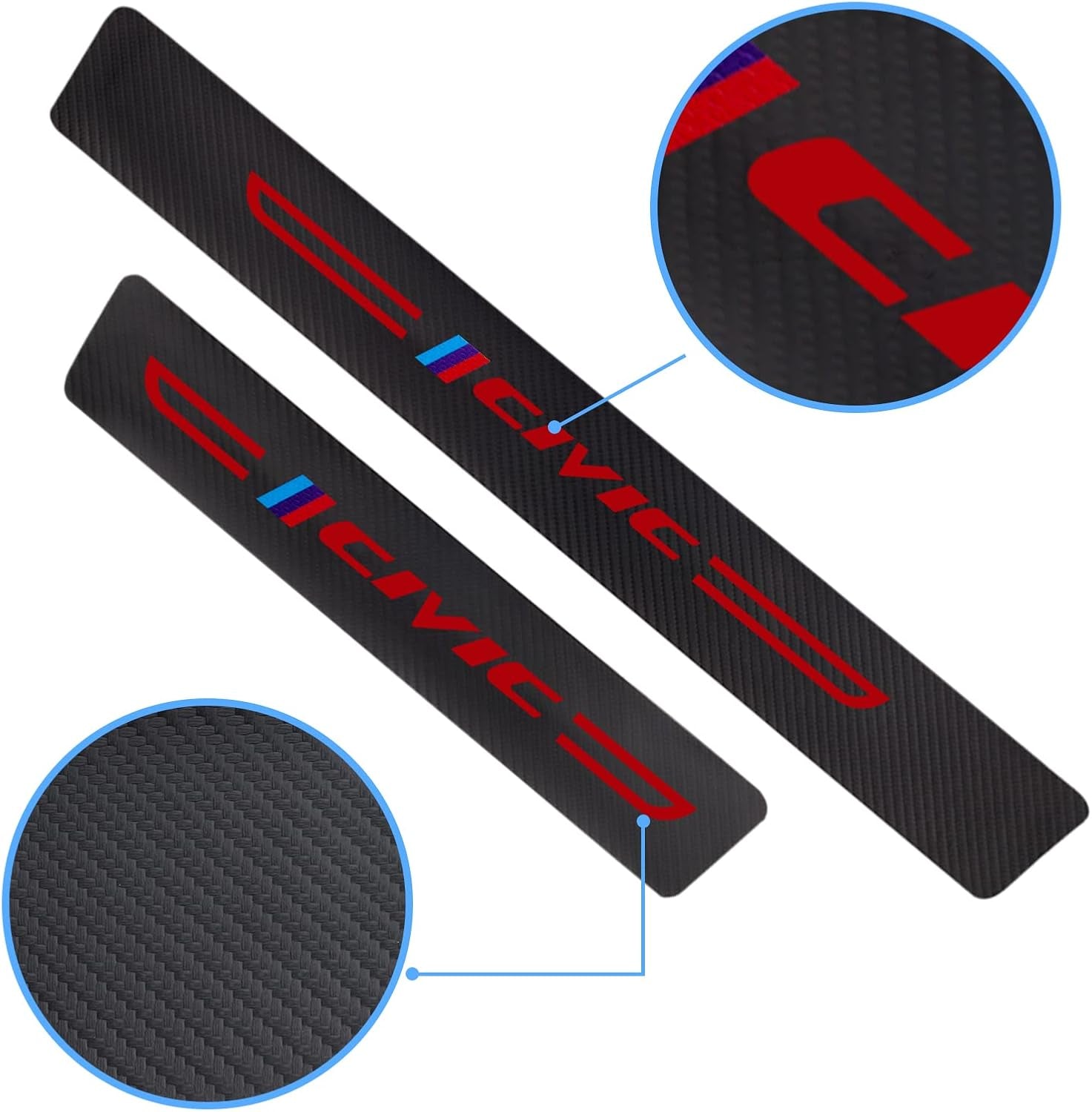 Door Sill Protector Compatible Fit Honda Civic Accessories, Door Sill Guard Decoration Door Sill Scuff Plate Sticker (Red&Black)