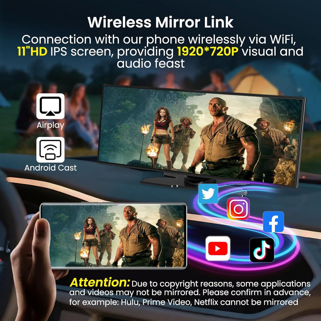 Ultimate 11.5 Inch Wireless CarPlay Screen - HD Touchscreen with 4K Dash Cam, 1080P Backup Camera, Navigation, Bluetooth, Voice Control & More for All Vehicles