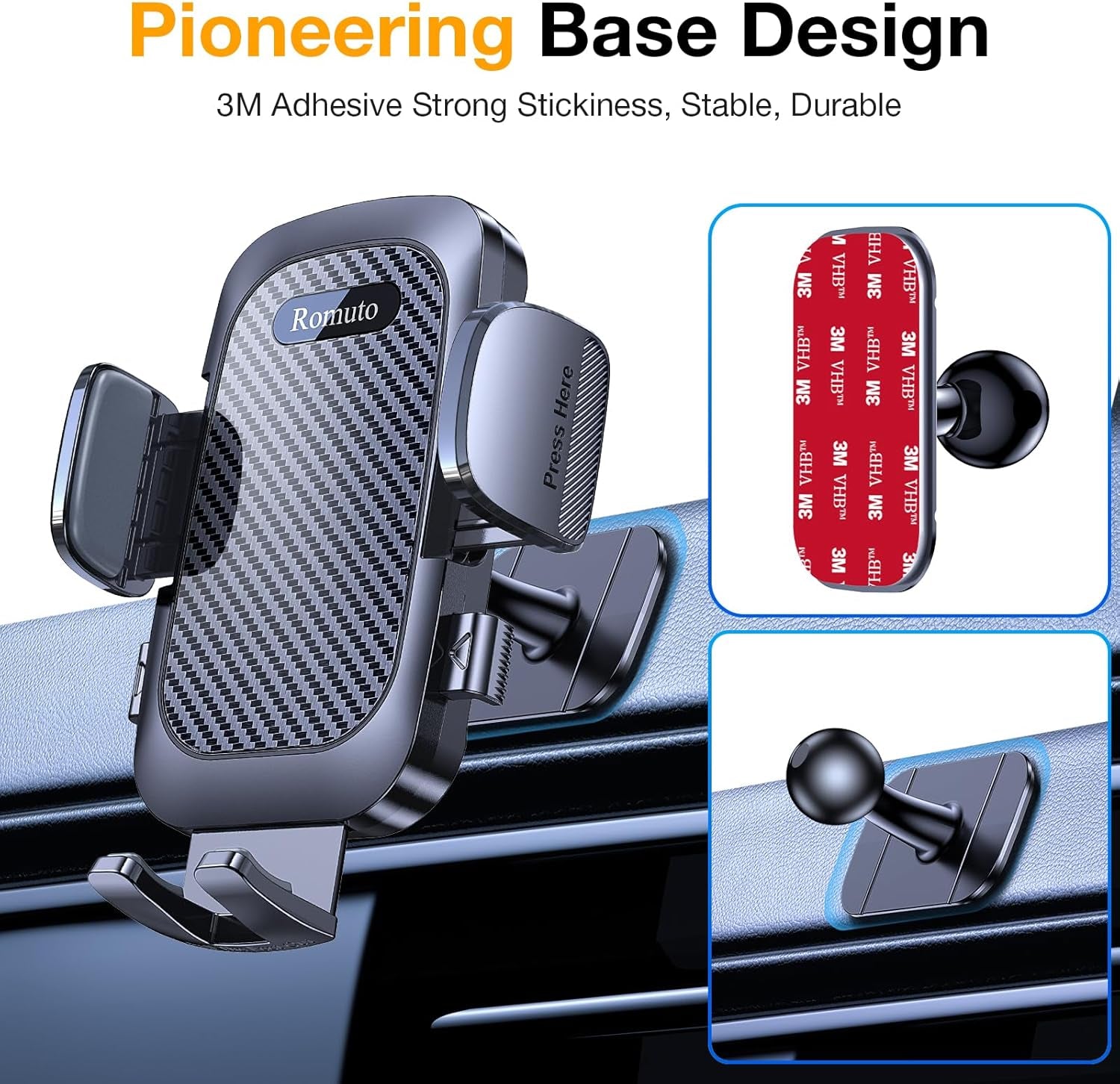 Phone Holders for Your Car Phone Holder Mount【Super Suction】 Cell Phone Mount for Car Accessories for Women Men Dashboard/Windshield/Vent Truck Stand for Iphone 17 16 Garmin GPS Vehicle Mounts