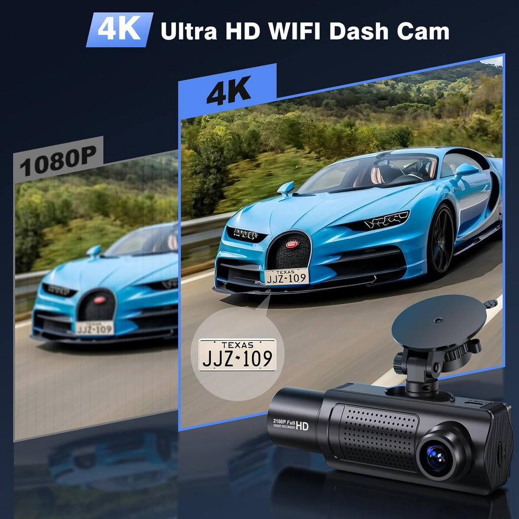 X5 4K Triple Channel Dash Cam - Front, Rear & Inside with 360° Coverage, Night Vision, G-Sensor, 24H Parking Monitor & Free 64G SD Card