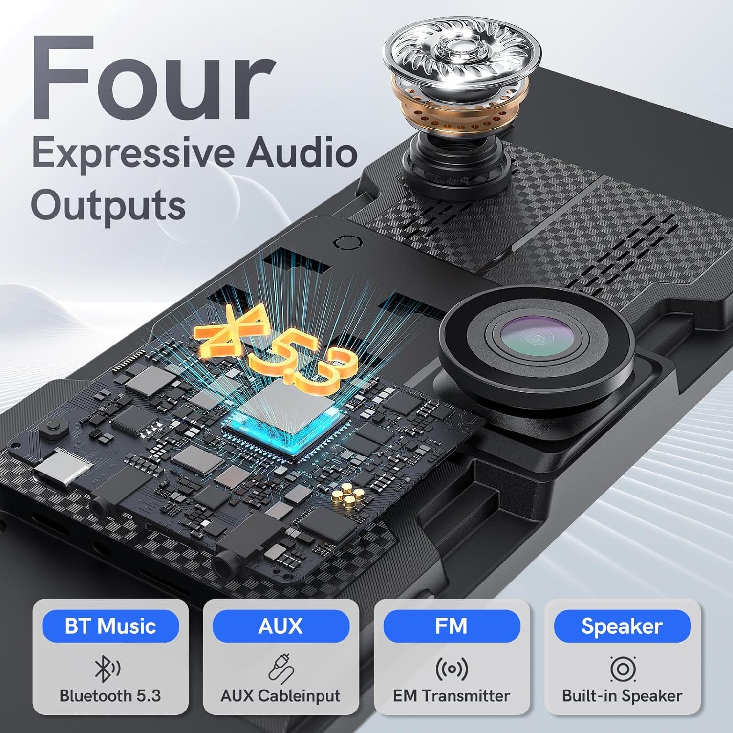 11.26” Portable Carplay Screen for Car,Car Stereo with Apple Carplay & Android Auto,Incell Touch Screen,4K Dash Cam,1080P Backup Camera,Mirror Link, Voice Control, Bluetooth 5.3,GPS,FM