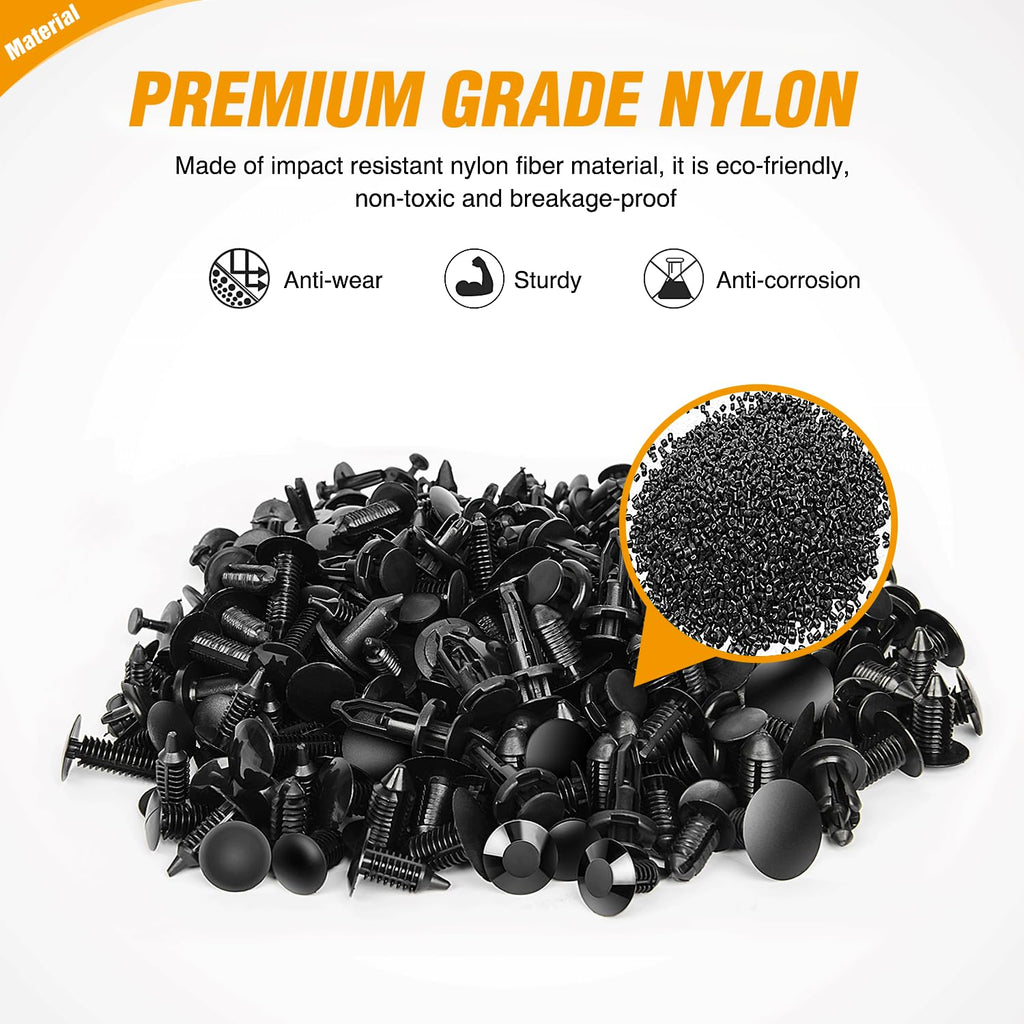 - GRC-33 240PCS Bumper Retainer Clips Car Plastic Rivets Fasteners Push Retainer Kit Most Popular Sizes Auto Push Pin Rivets Set -Door Trim Panel Fender Clips for GM Ford Toyota Honda Chrysler