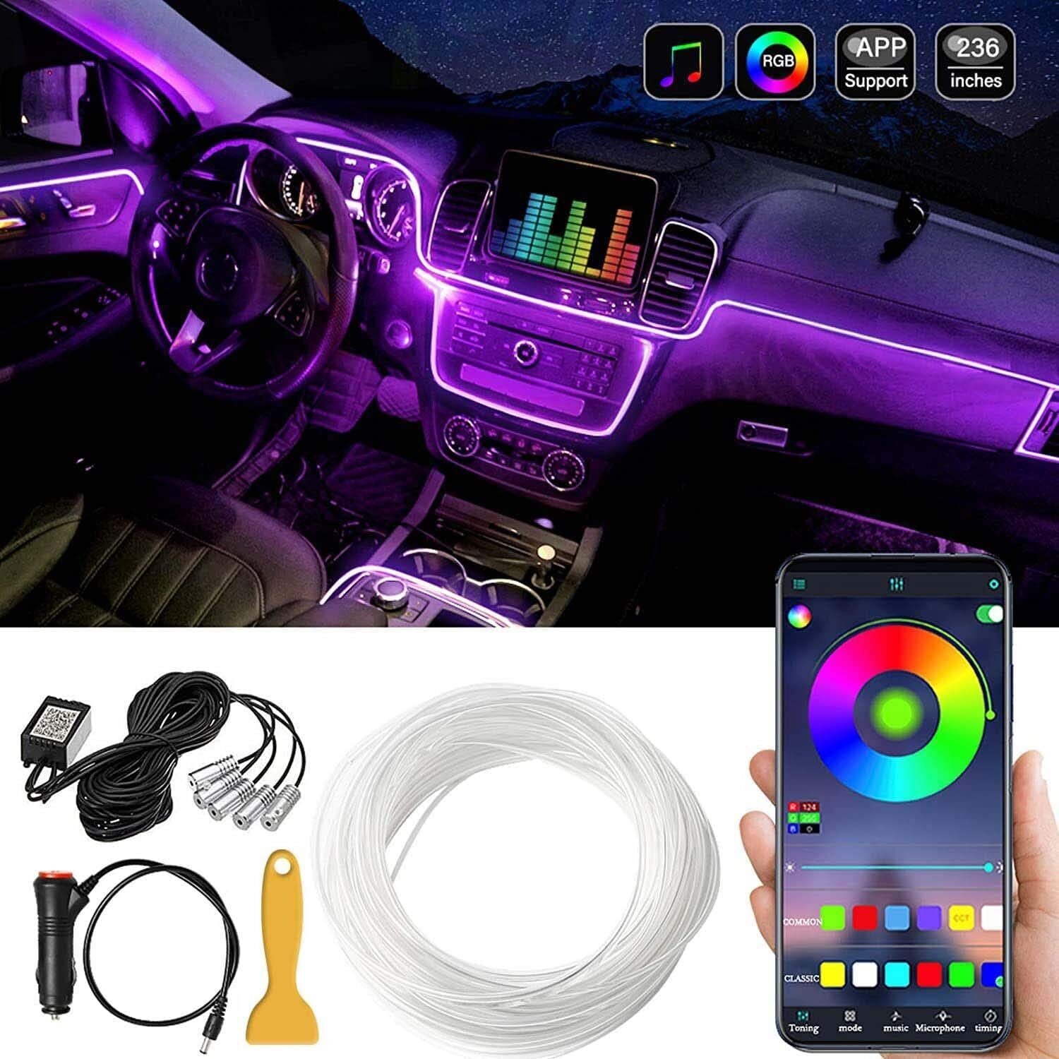 LED Car Interior Strip Light Atmosphere Neon Glow App-Control Ambient Light Kit