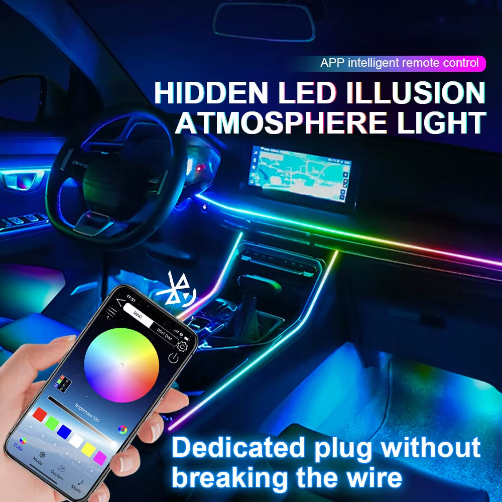 6/10/14/18 in 1 Led Car Ambient Lights RGB 213 64 Color Acrylic Strips Symphony Streamer Interior Rainbow Atmosphere Lamp Kit