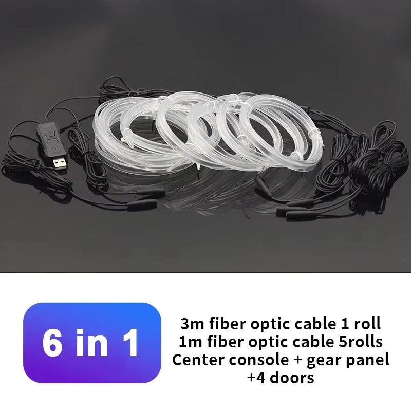 Car RGB Ambient LED Light Strip USB Fiber Optic Atmosphere Neon Invisible Light Strip Center Console Door Decoration Lamp