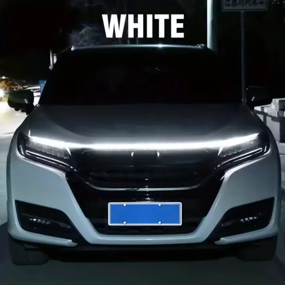 1Pc Dynamic Meteor Led Car Hood Lights Strip Universal Engine Hood Guide Decorative Light Bar Auto Headlights Car Running Light