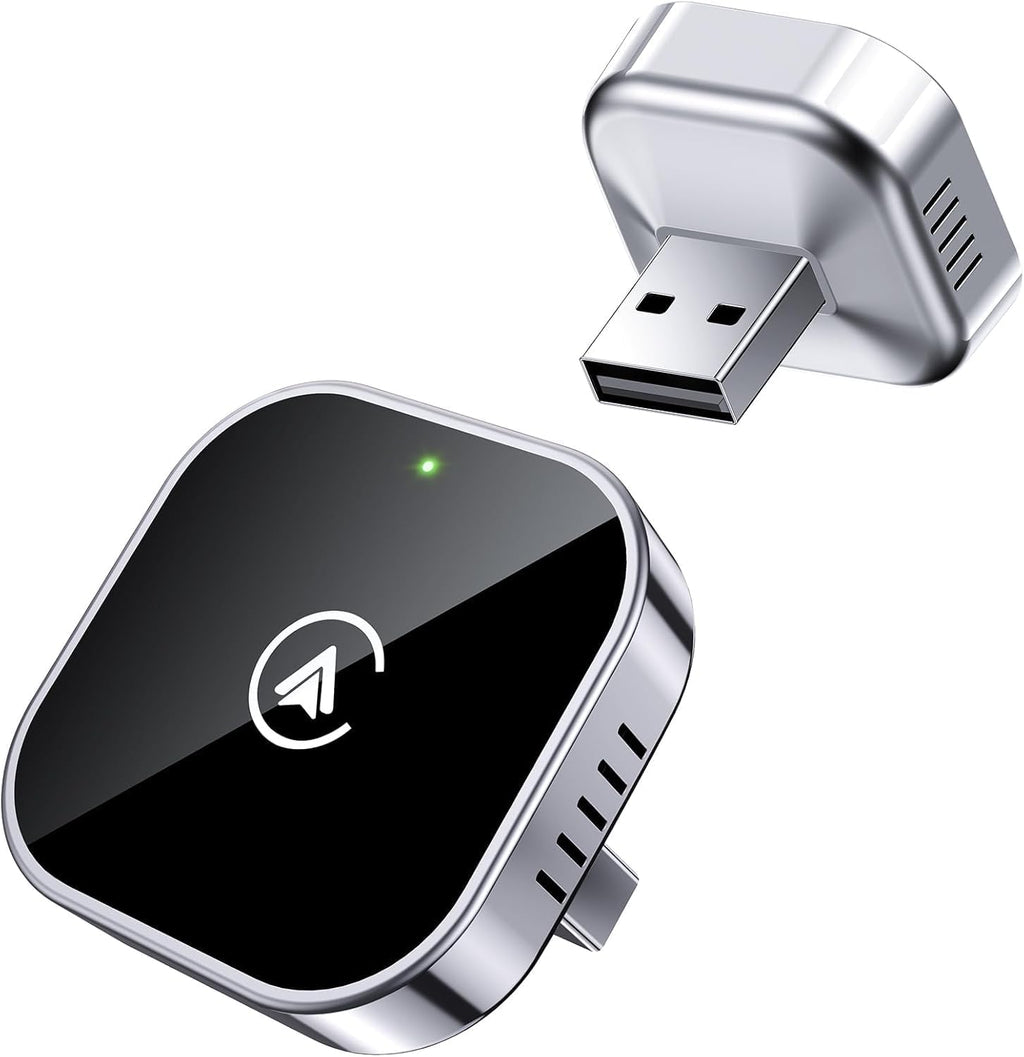2 in 1 Wireless Carplay and Android Auto Adapter, Easy Setup Plug and Play, Fast Seamless Use Supports 1000+ Car'S with Built-In Wired Car Play/Android Auto, Compact Sleek Design Car Adapter