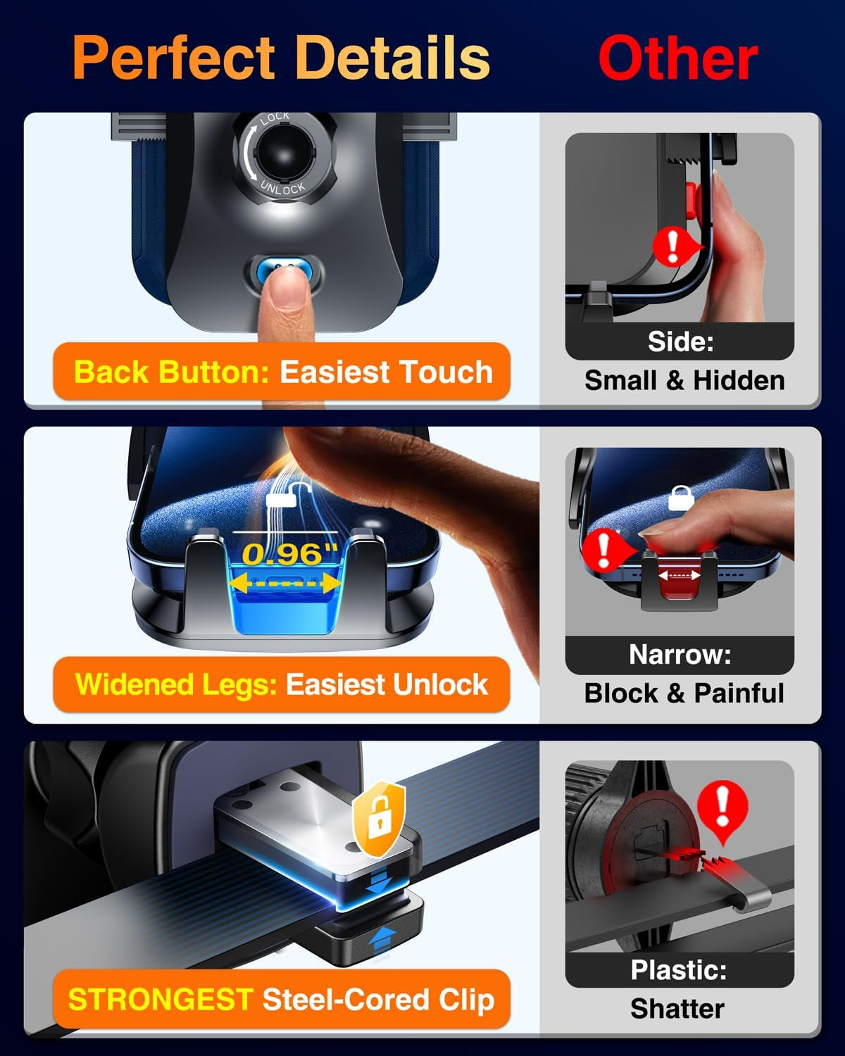 Ultimate Military-Grade Car Phone Mount - 85+LBS Strong Suction for Dashboard, Windshield & Vent - Compatible with iPhone 17 Pro Max, 16, 15 & Samsung - Patent & Safety Certified