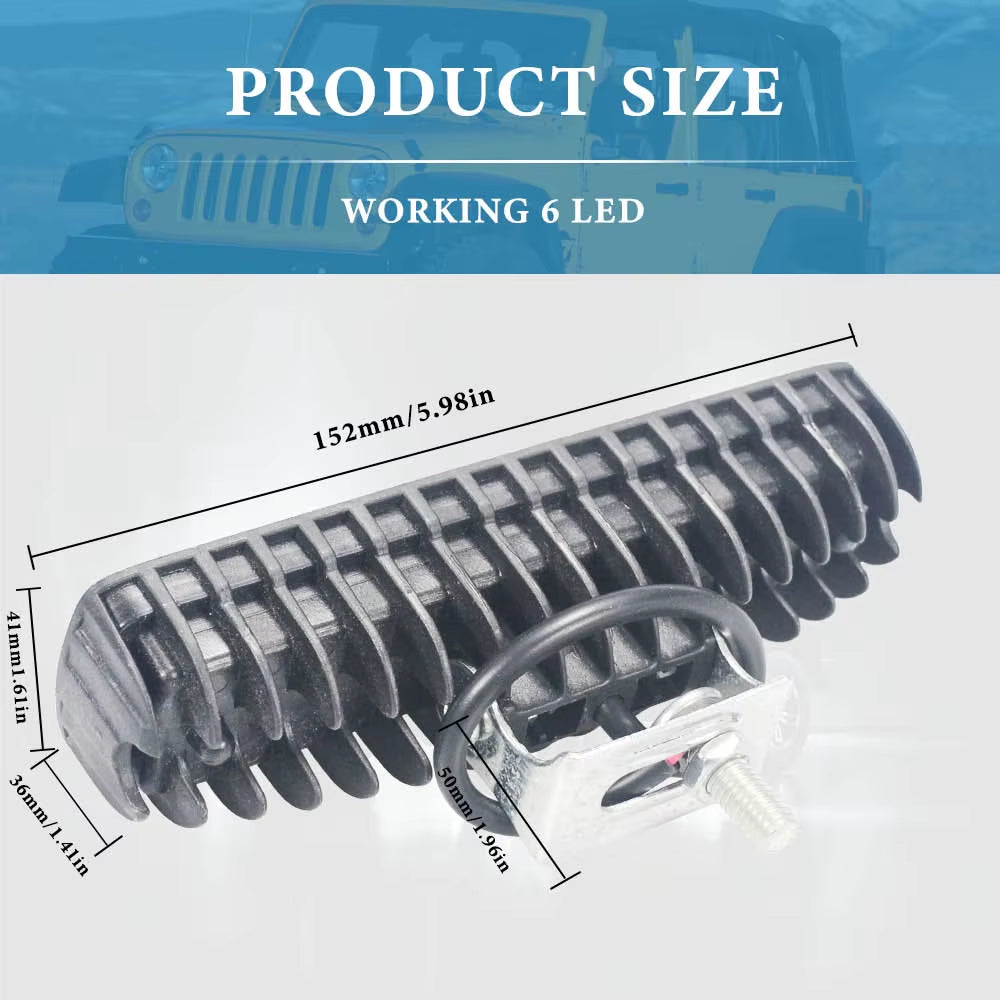 6Led 12V Lens Spotlight for Motorcycle Headlights LED Strip Light Driving Lights Fog Lights Street Lamp 6000K White Work Lights