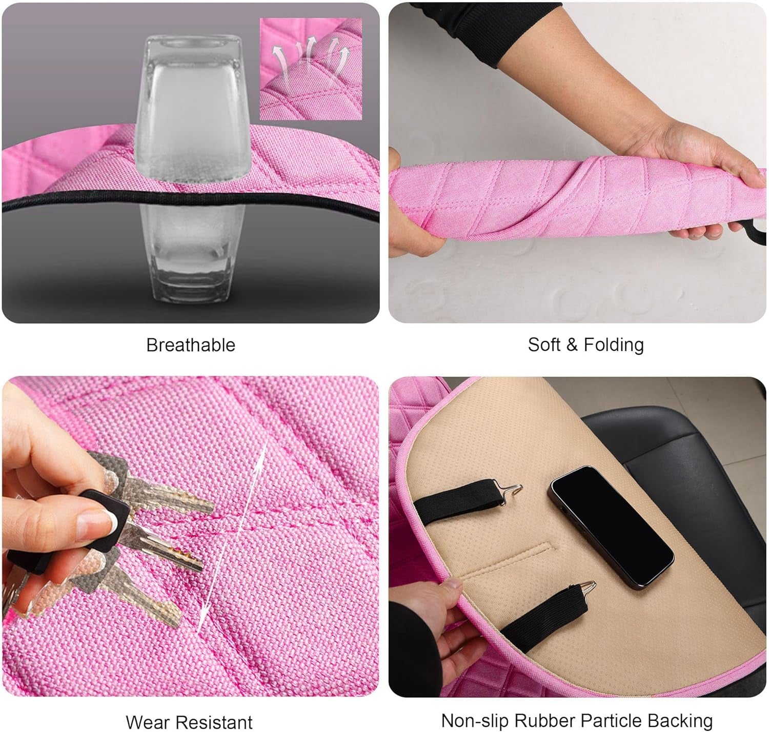 Linen Car Seat Covers Front Seat Covers Breathable Cloth Fabric Car Seat Protector Universal Fit Most Automotive, Van, SUV, Trucks (Pink, 2 Front Set)