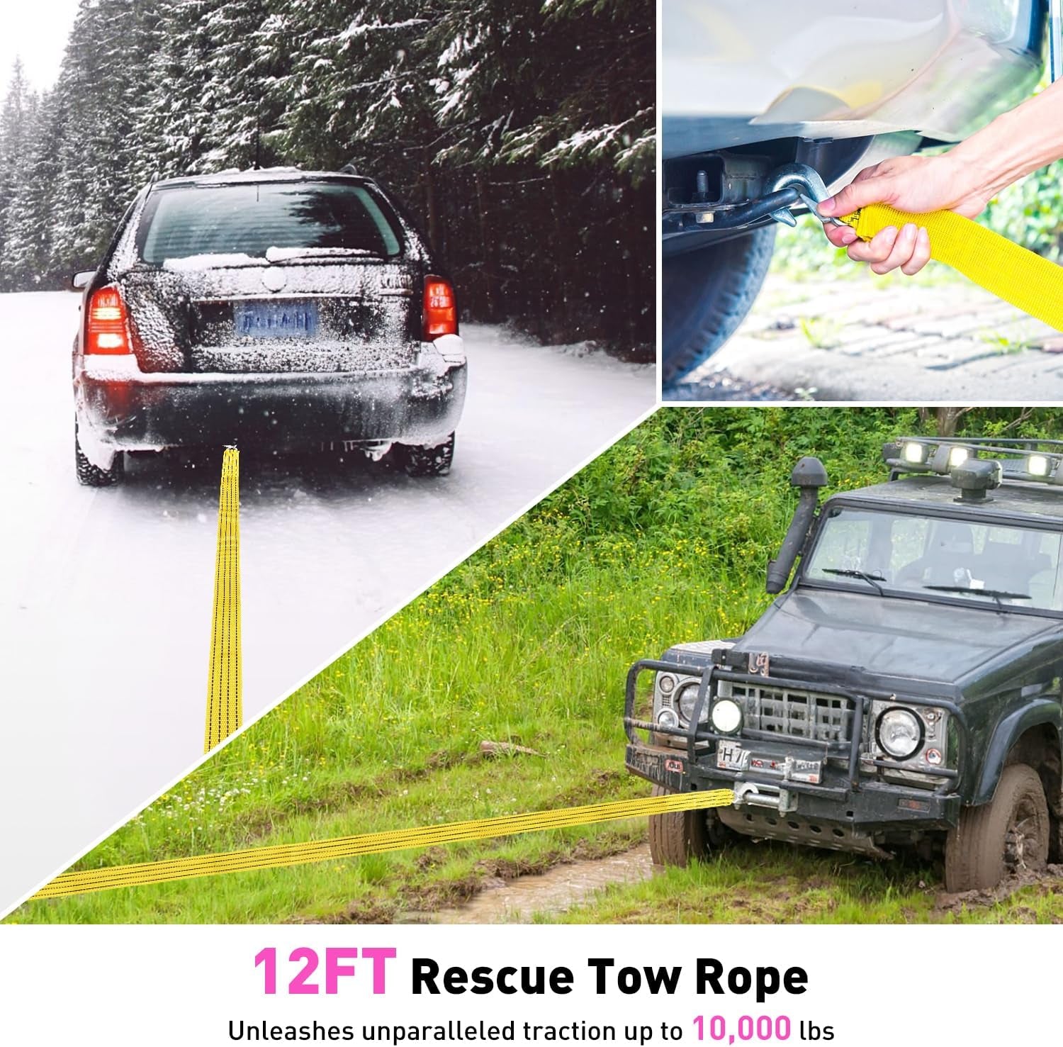 Car Roadside Emergency Kit with Jumper Cables, Car First Aid Kit Emergency Kit for Vehicles, Car Safety Roadside Assistance Kit Headlamp, Tow Straps, Gloves, Essential Car Accessories for Men, Women