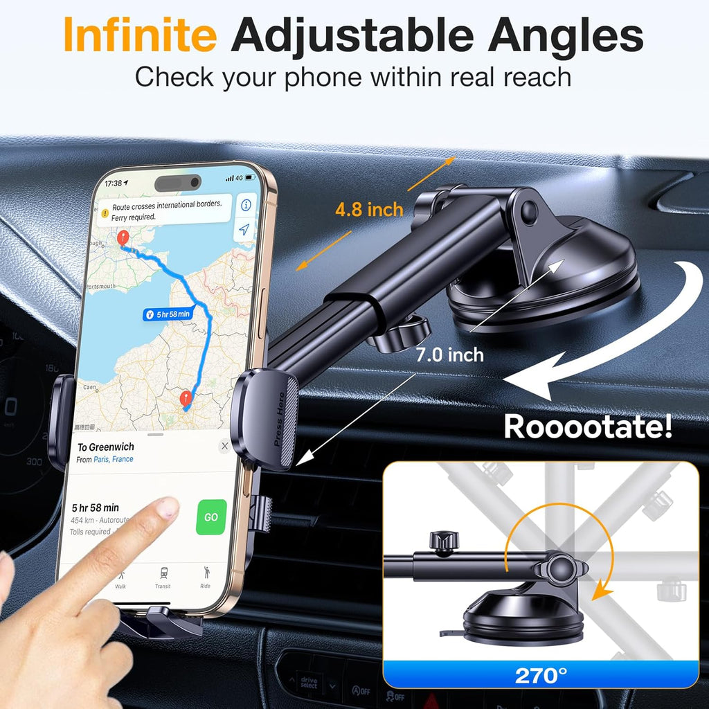 Phone Holders for Your Car Phone Holder Mount【Super Suction】 Cell Phone Mount for Car Accessories for Women Men Dashboard/Windshield/Vent Truck Stand for Iphone 17 16 Garmin GPS Vehicle Mounts
