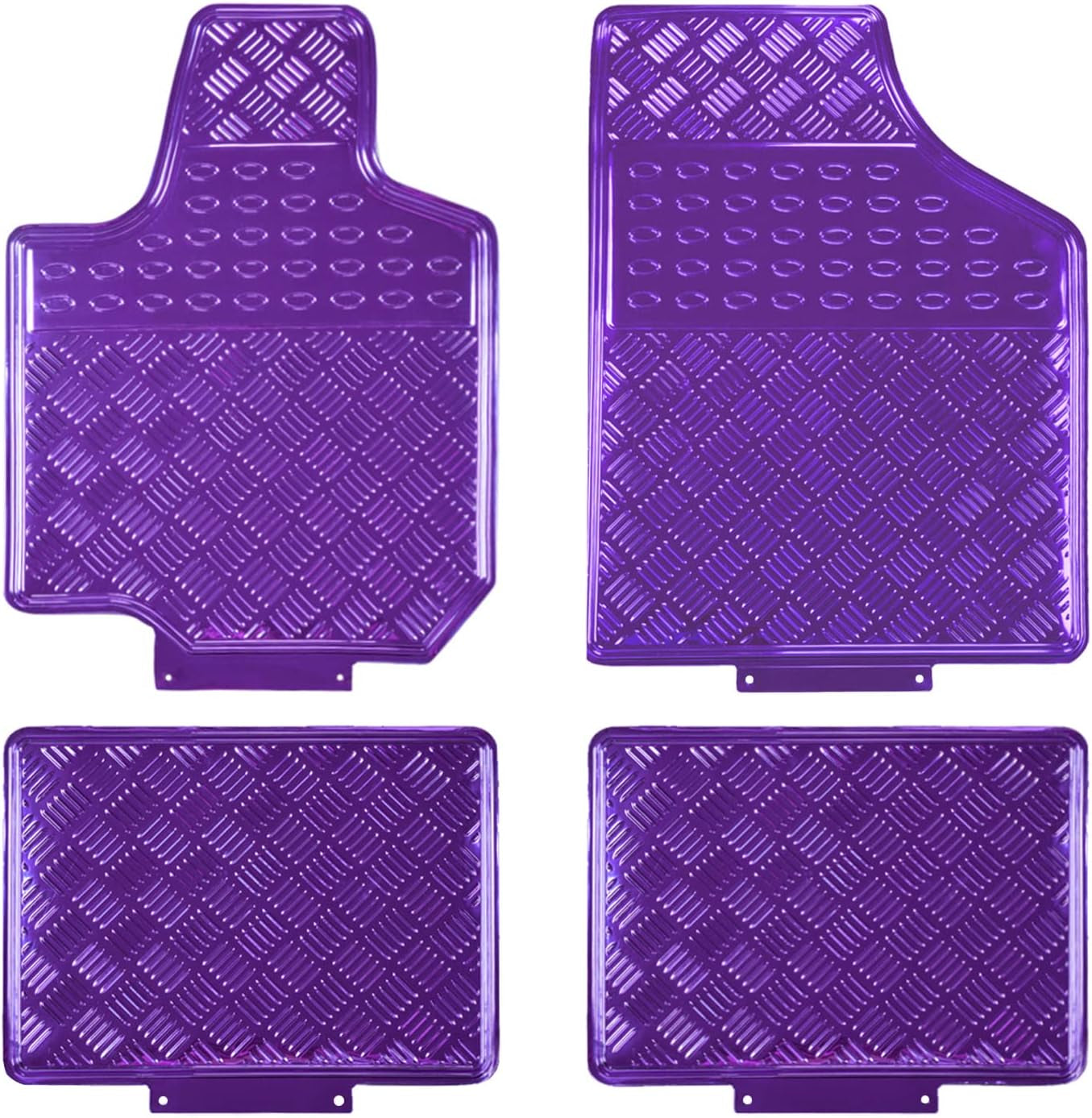 Aluminum Universal Fit 4PC Car Floor Mats Fit for Sedan, SUVS, Truck and Vans (Purple)