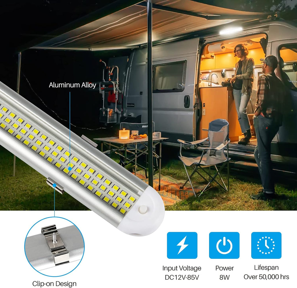 12V LED Interior Light Bar， 120Leds 1500LM 8W DC 12 Volt Led Strip Lights with On/Off Switch，For Enclosed Cargo Trailer, Car RV Van Truck Lorry Camper Boat Caravan Motorhome (4Pack)