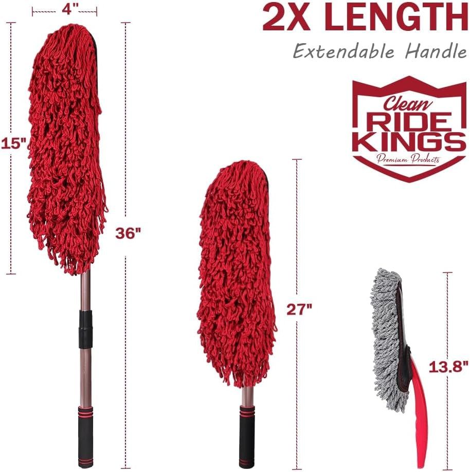 Car Duster Exterior Scratch Free,Car Dusters Extendable Handle Cleaning Exterior,Detailing Brush Kit for Truck,Suv,Caravan,Motorcycle,Wax Cotton Fabric,Waterless Wash Equipment
