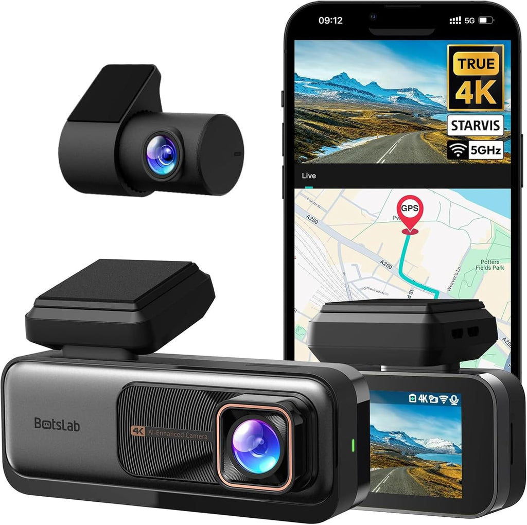 Capture Every Moment with the 4K Ultra HD Dual Dash Cam - Front & Rear, Night Vision, GPS, 24/7 Parking Protection, Includes Free 64GB SD Card and WiFi Connectivity