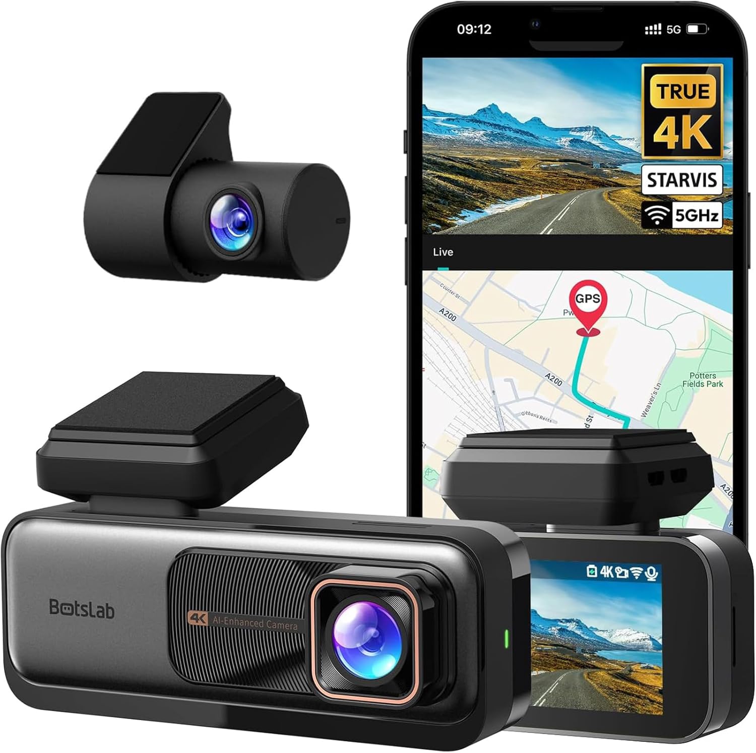 Capture Every Moment with the 4K Ultra HD Dual Dash Cam - Front & Rear, Night Vision, GPS, 24/7 Parking Protection, Includes Free 64GB SD Card and WiFi Connectivity