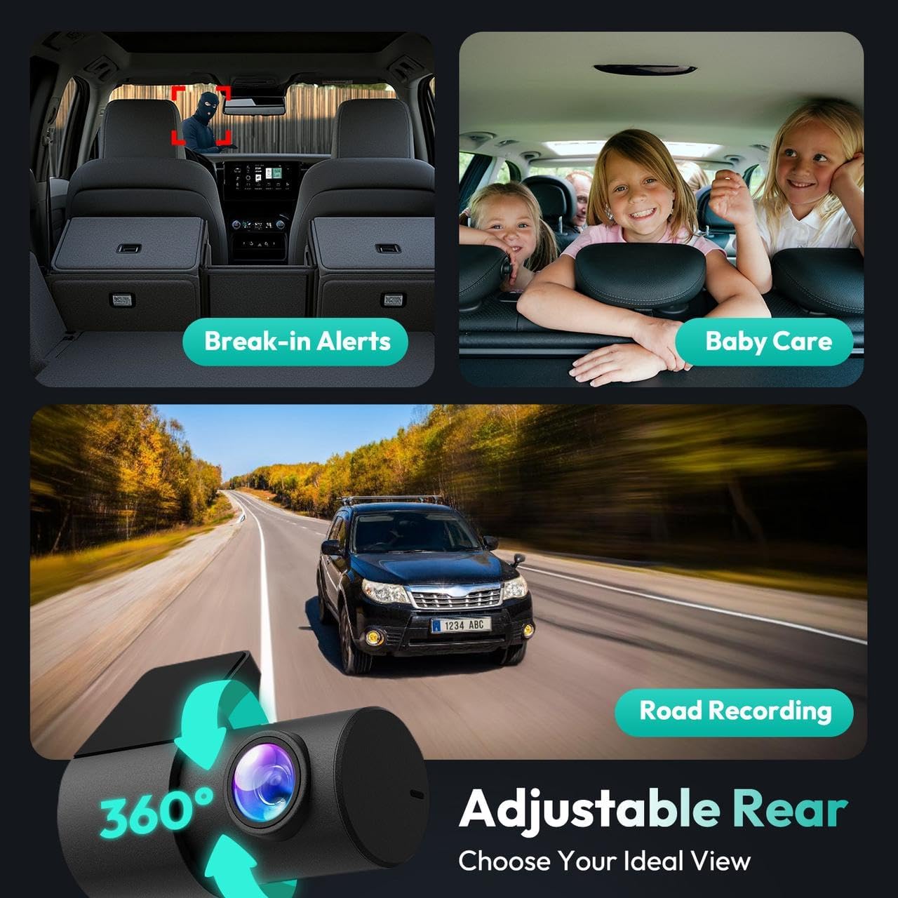 Capture Every Moment with the 4K Ultra HD Dual Dash Cam - Front & Rear, Night Vision, GPS, 24/7 Parking Protection, Includes Free 64GB SD Card and WiFi Connectivity