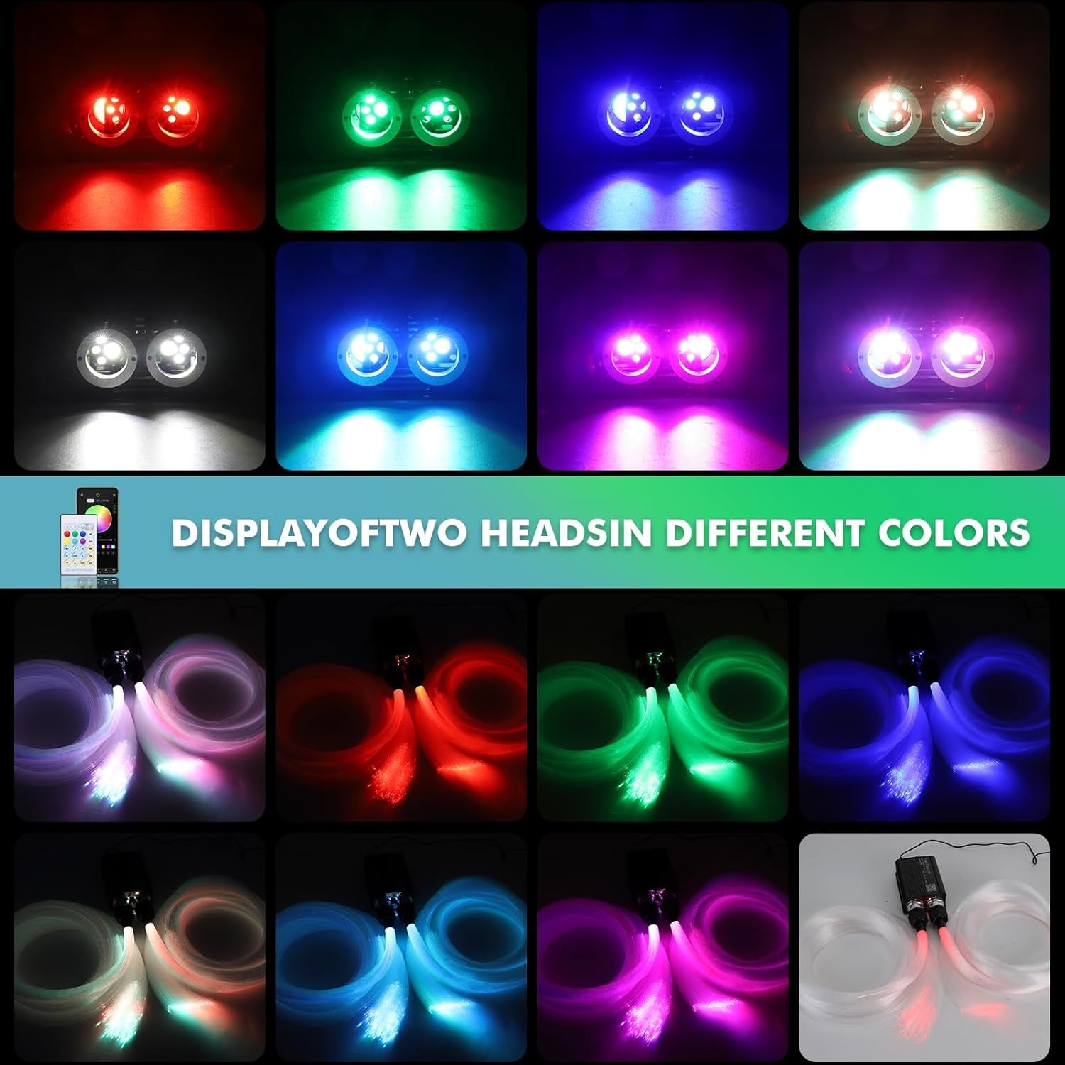 Twinkle Headliner Star Light Kit, 1000Pcs*0.03In*9.8Ft Ceiling Fiber Optic Lights App/Remote Control Star Effect Music Mode RGBW Sound Activated for Car Roof Home Ceiling