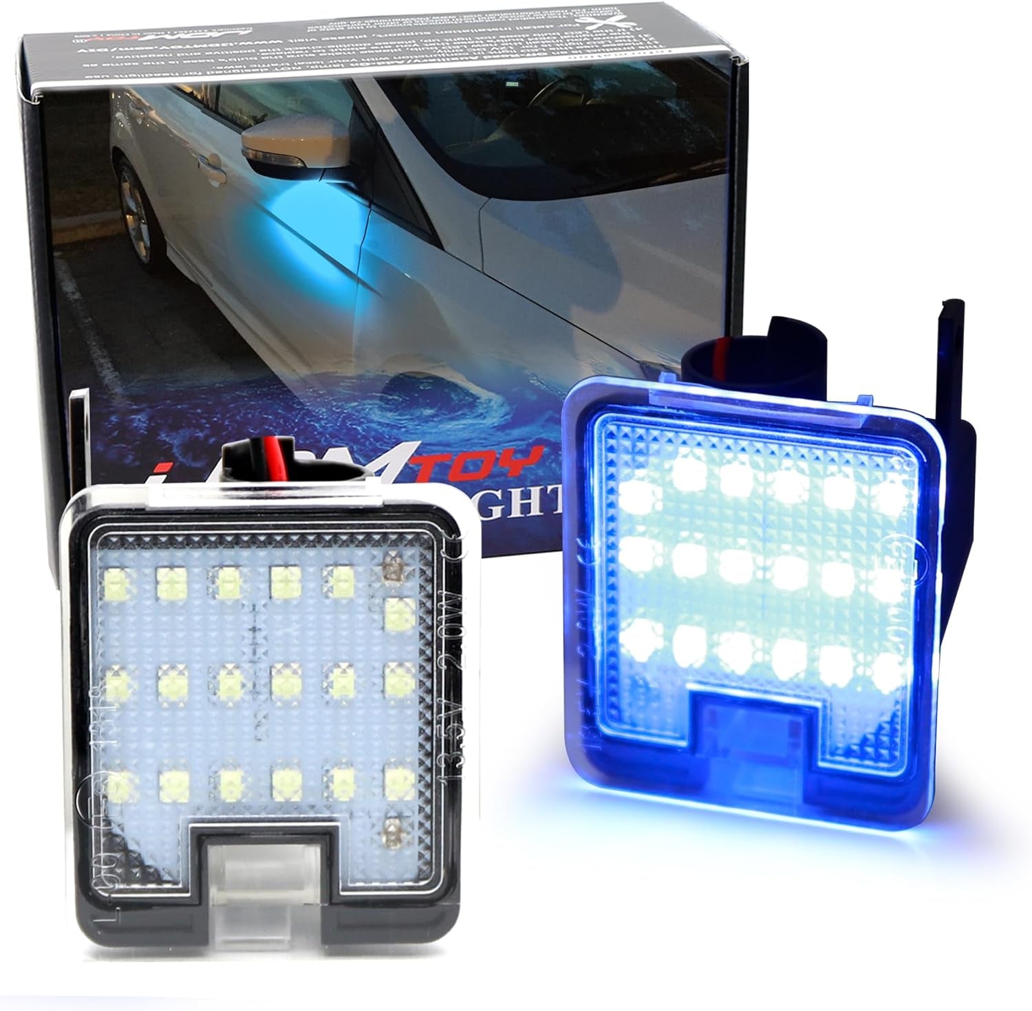 Ice Blue 18-SMD Full LED under Side Mirror Puddle Lights Compatible with Compatible with Ford Focus C-Max Kuga Escape
