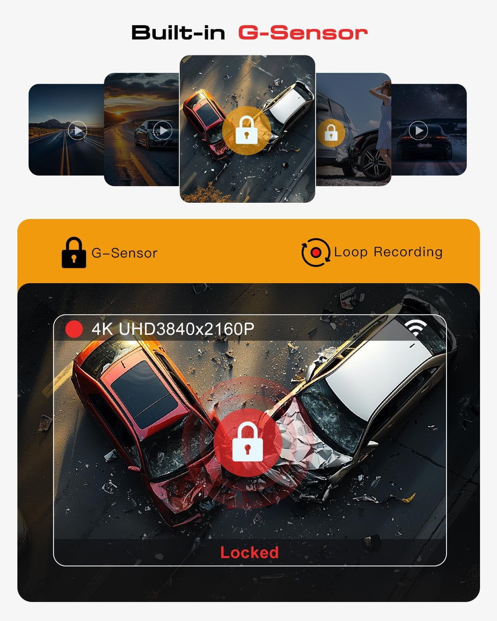 Ultimate 3-Channel Dash Cam: 4K Front & 1080P Rear with STARVIS Night Vision, 24/7 Parking Mode, GPS & Free 64GB Card