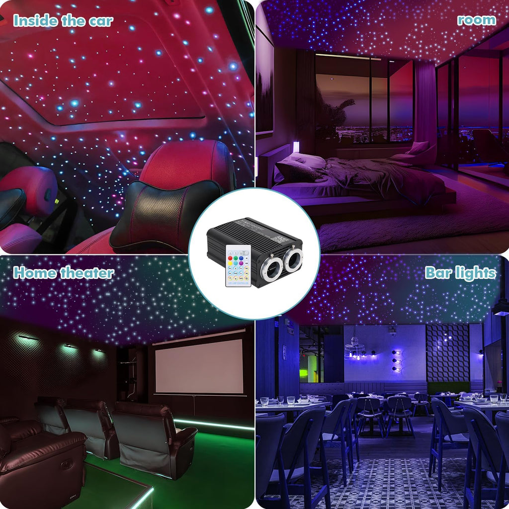 Twinkle Headliner Star Light Kit, 1000Pcs*0.03In*9.8Ft Ceiling Fiber Optic Lights App/Remote Control Star Effect Music Mode RGBW Sound Activated for Car Roof Home Ceiling