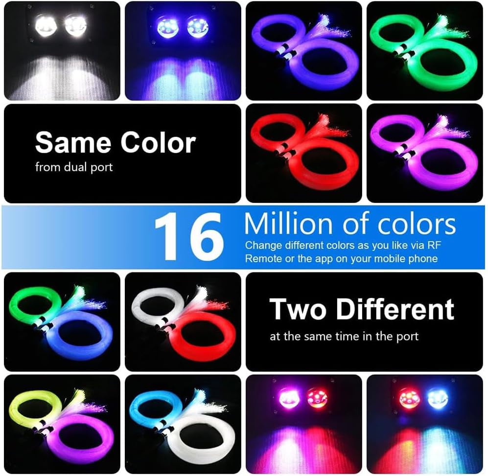 32W Twinkle Starlight Headliner Light,1100Pcs 13.1Ft Dual Port Dual Color LED Star Ceiling Fiber Optic Light Kit App/Remote Control for Car/Home/Party