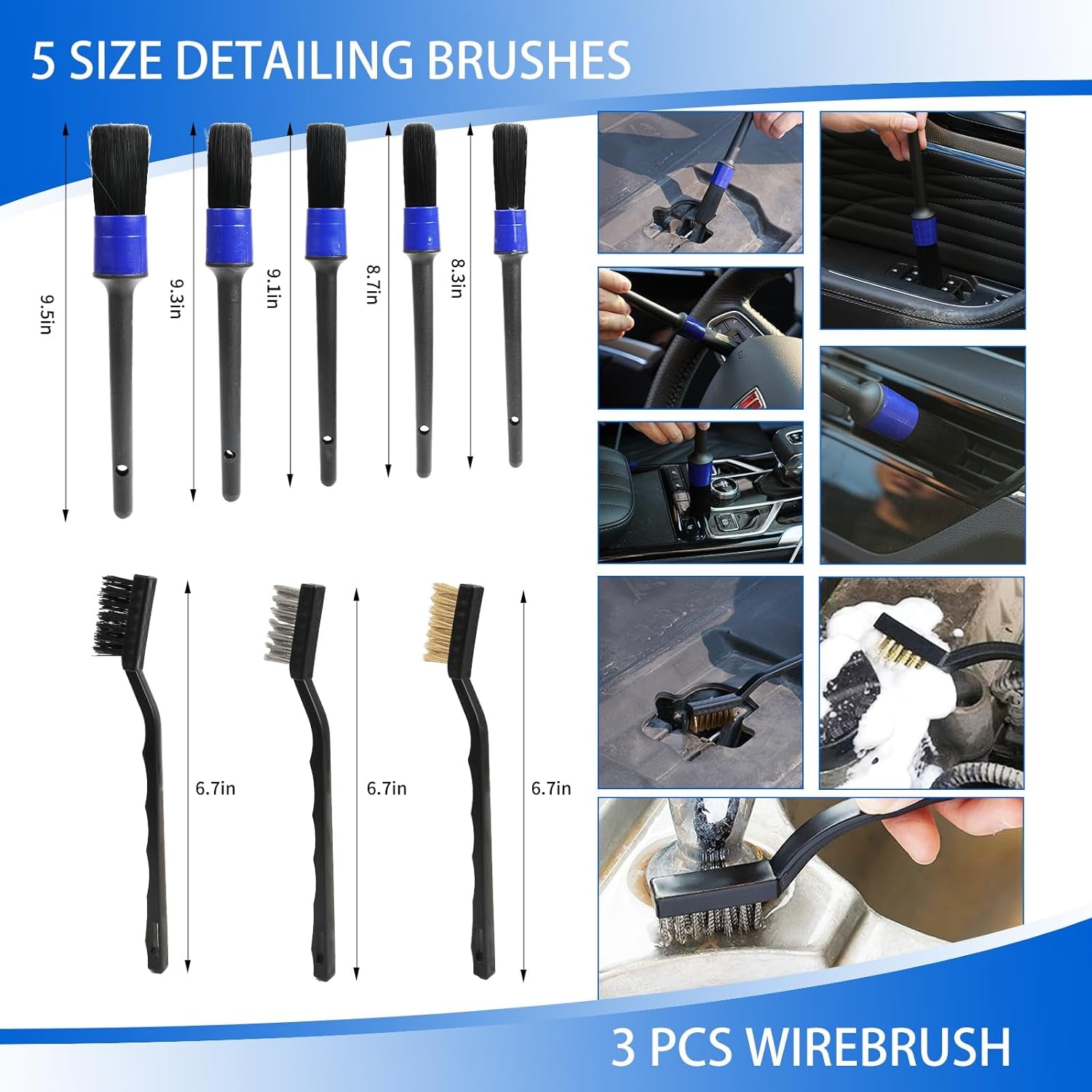 Brush Drill Attachment Set 27Pcs Car Detailing Kit Interior and Exterior Automotive Tyre Detail Brushes Car Wash Cleaning Tools Kit for Interior, Exterior, Wheels
