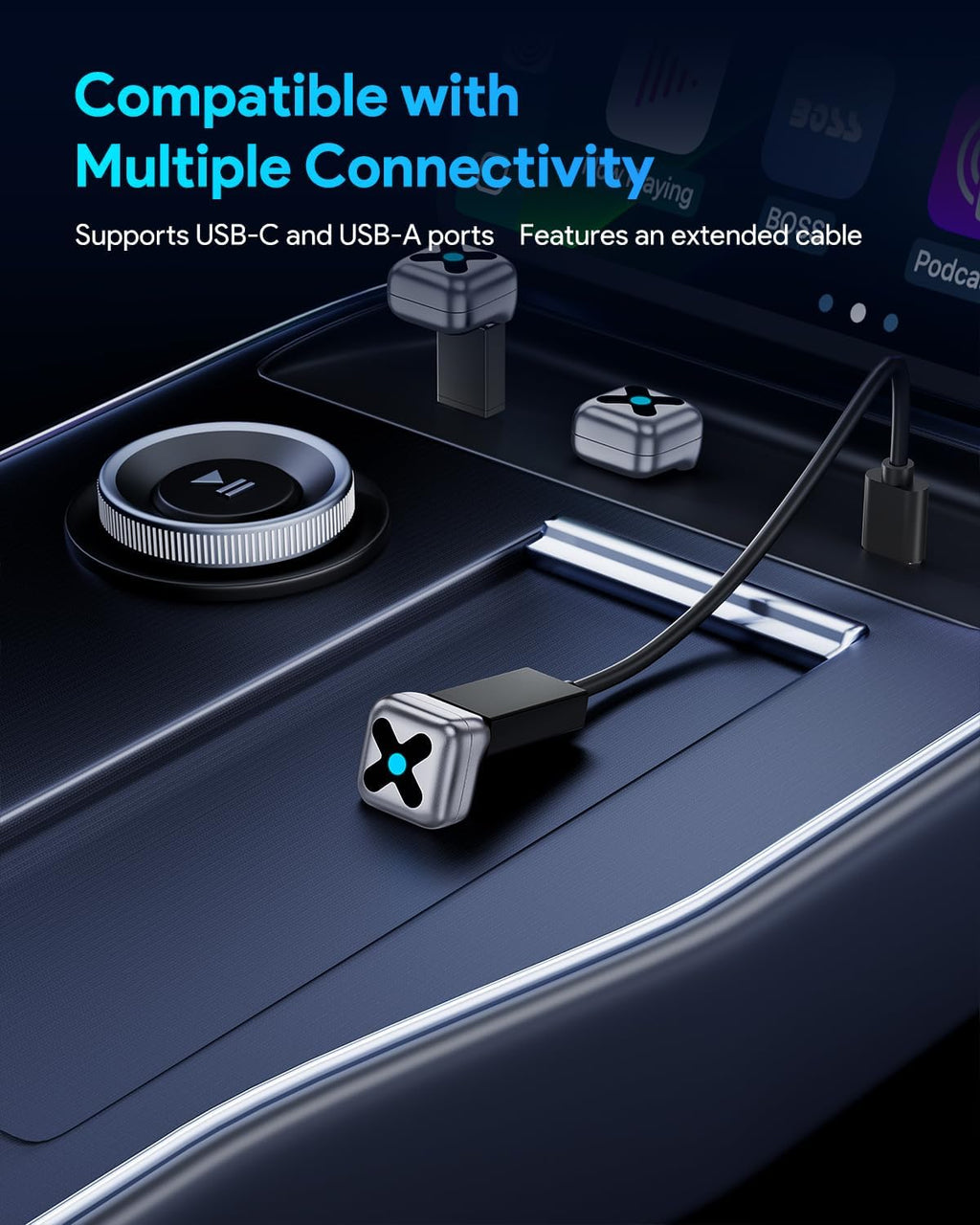 Wireless Carplay Adapter for Iphone Apple—𝐔𝐥𝐭𝐫𝐚 𝐌𝐢𝐧𝐢, 𝟐𝟎𝟐𝟓 𝟐-𝐢𝐧-𝟏 Android Auto Adapter, Convert Wired to Car Play Wireless, Zero Latency for Ios 10+ & Android 11+, GPS System