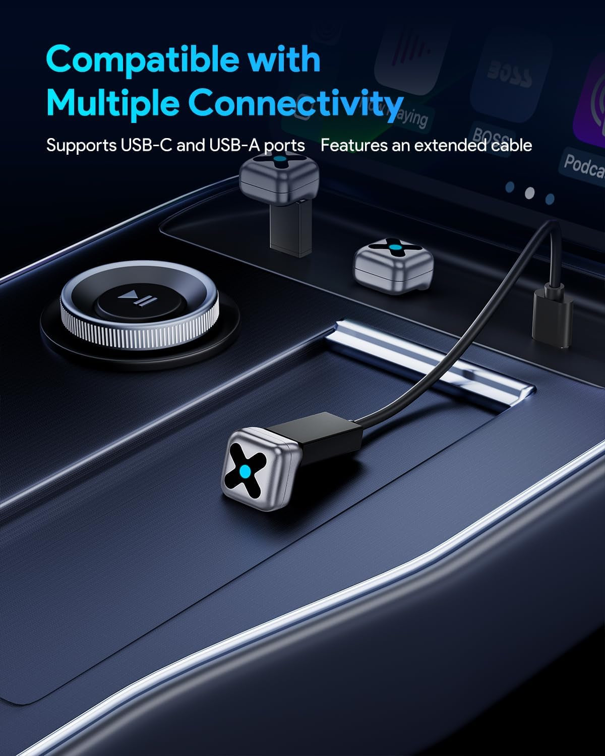 Wireless Carplay Adapter for Iphone Apple—𝐔𝐥𝐭𝐫𝐚 𝐌𝐢𝐧𝐢, 𝟐𝟎𝟐𝟓 𝟐-𝐢𝐧-𝟏 Android Auto Adapter, Convert Wired to Car Play Wireless, Zero Latency for Ios 10+ & Android 11+, GPS System