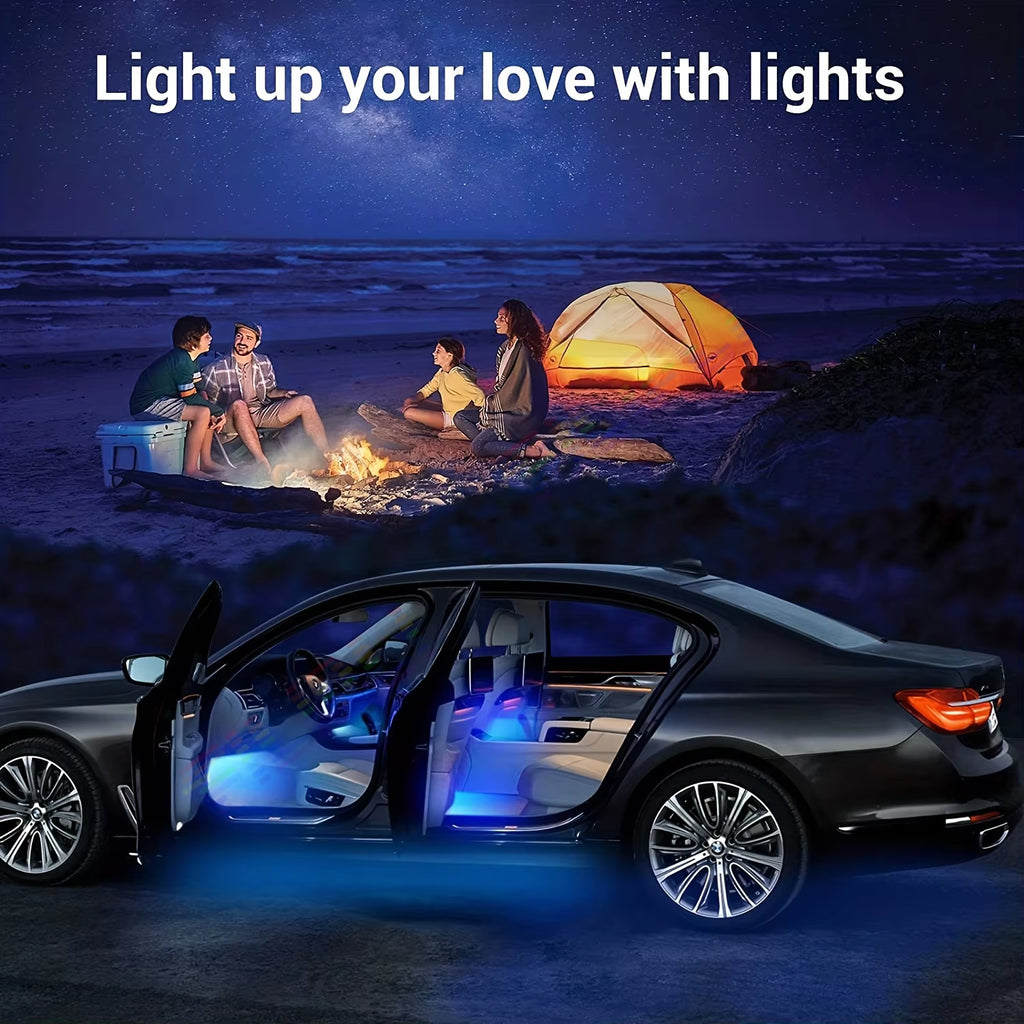 18 in 1 Dual Zone Symphony Streamer Car Ambient Light Interior LED Full Color RGB Neon Acrylic Strip Atmosphere Lighting Kit App