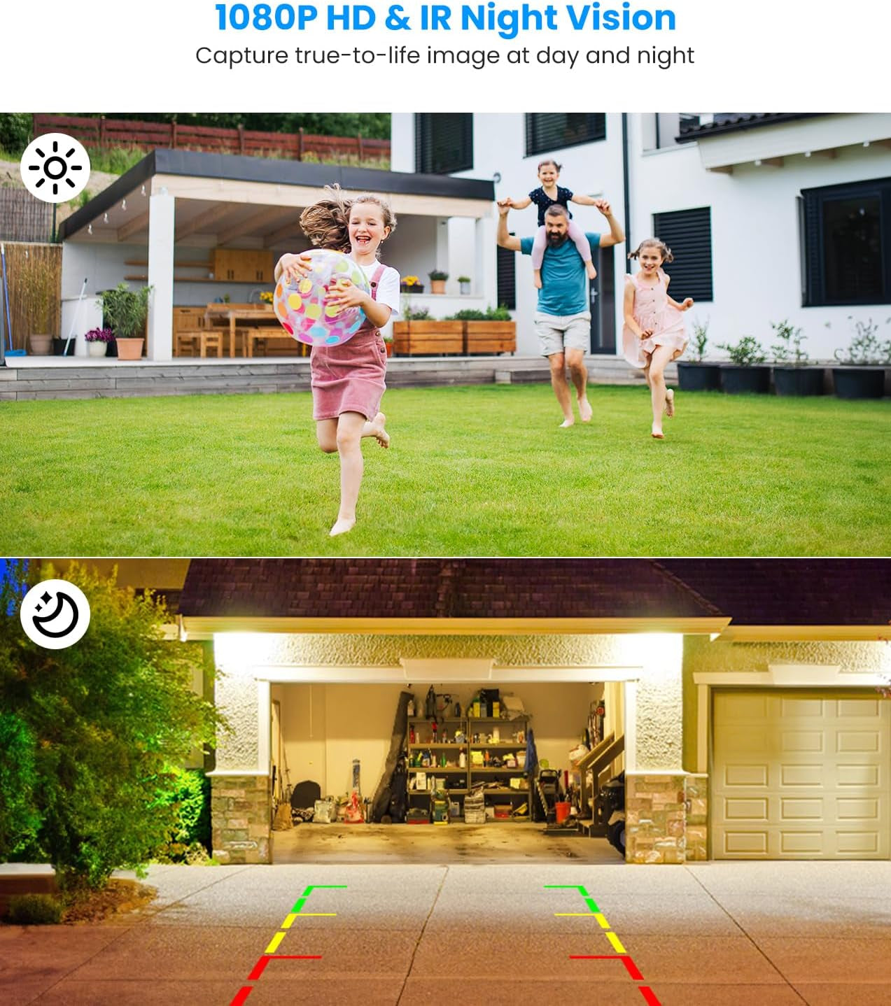 Solar Wireless Backup Camera:5" HD 1080P Monitor,3 Mins DIY Installation & 5000 Mah Battery Powered Solar Back up Camera Systems, IP69K Waterproof Reverse Camera for Car, Van, Truck, Trailer