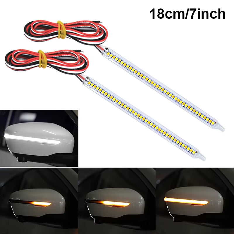 12V LED Car Rearview Mirror Indicator Lamp Auto Headlight Strip Turn Signal Flowing Light Daylights for Car Lighting