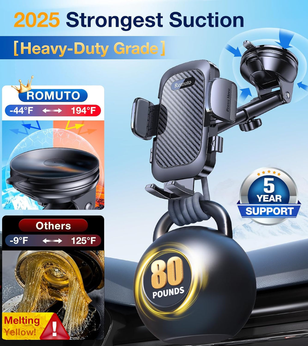 Phone Holders for Your Car Phone Holder Mount【Super Suction】 Cell Phone Mount for Car Accessories for Women Men Dashboard/Windshield/Vent Truck Stand for Iphone 17 16 Garmin GPS Vehicle Mounts