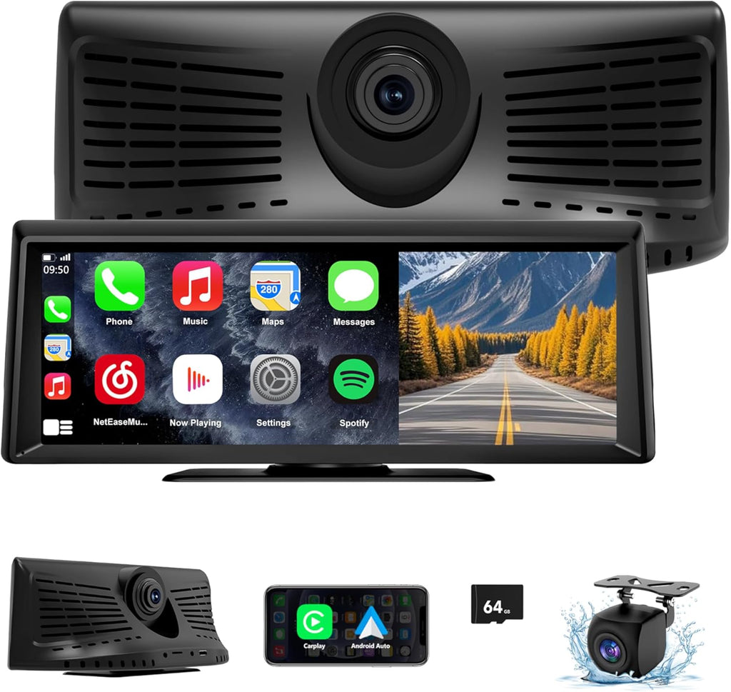 Upgrade Your Drive: 8.1" Wireless Carplay Screen & 2K Dash Cam with Bluetooth, GPS, and Voice Control