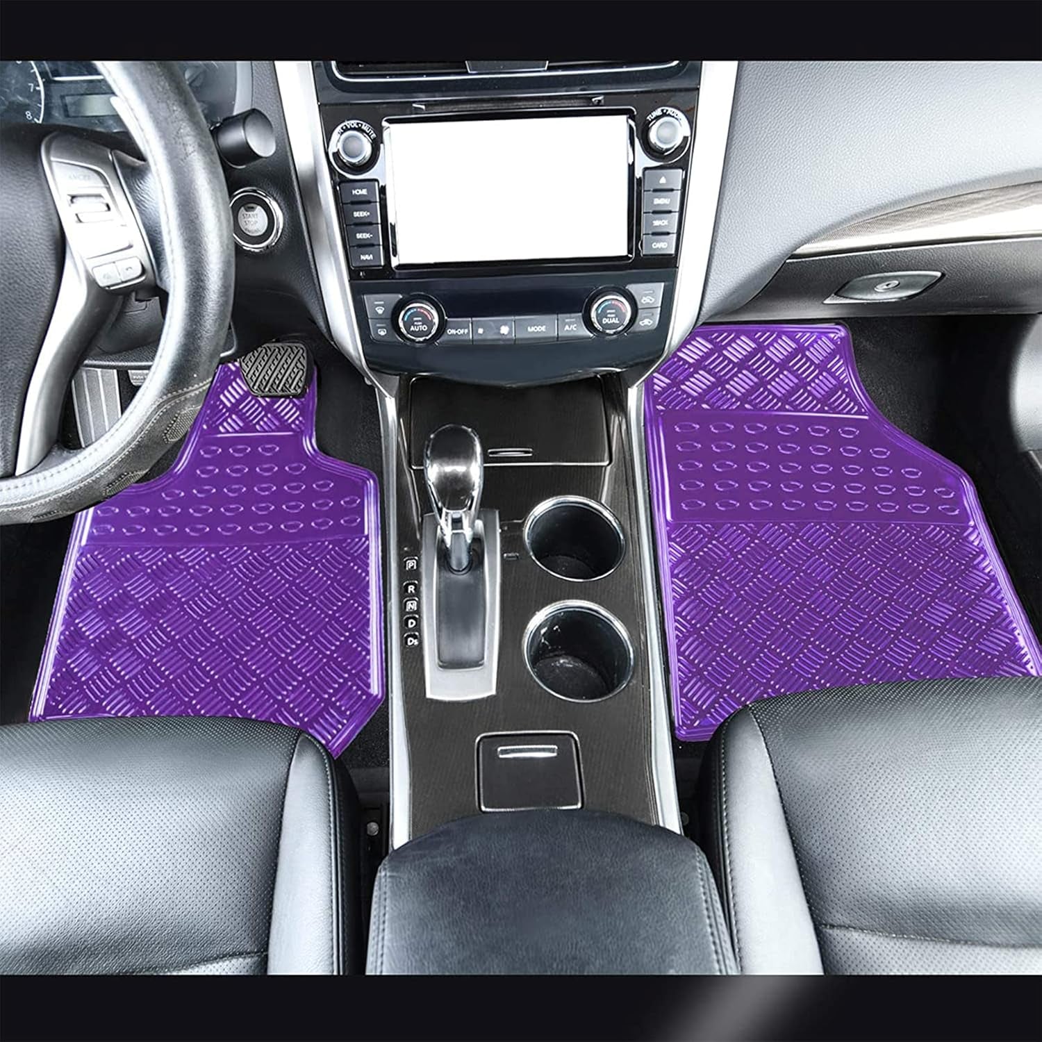 Aluminum Universal Fit 4PC Car Floor Mats Fit for Sedan, SUVS, Truck and Vans (Purple)
