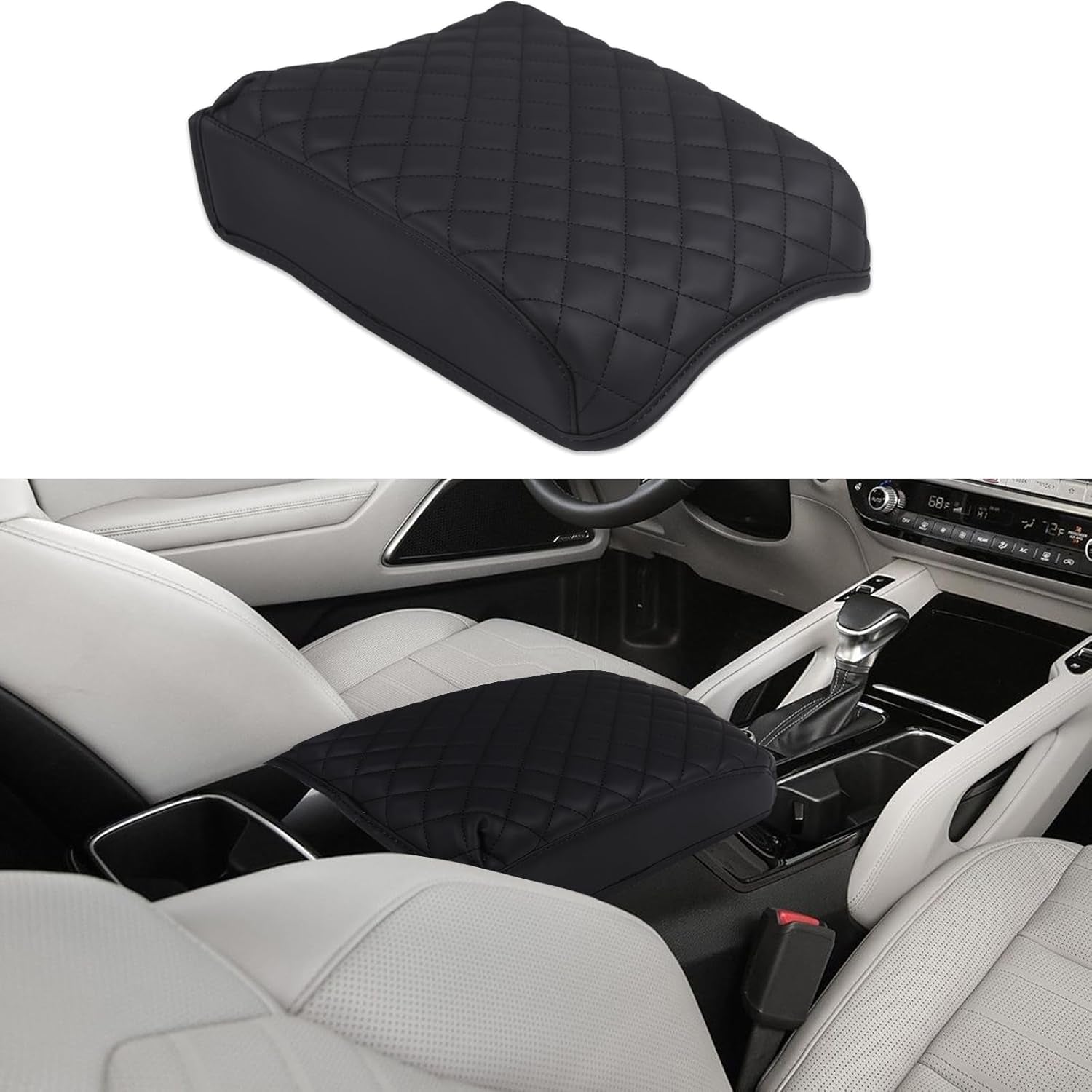 Car Leather Center Console Protector Cover Compatible with Kia Telluride 2020-2025 Center Console Armrest Seat Box Cover Cushion Lid Protector Pad Waterproof Anti-Scratch Interior Accessories
