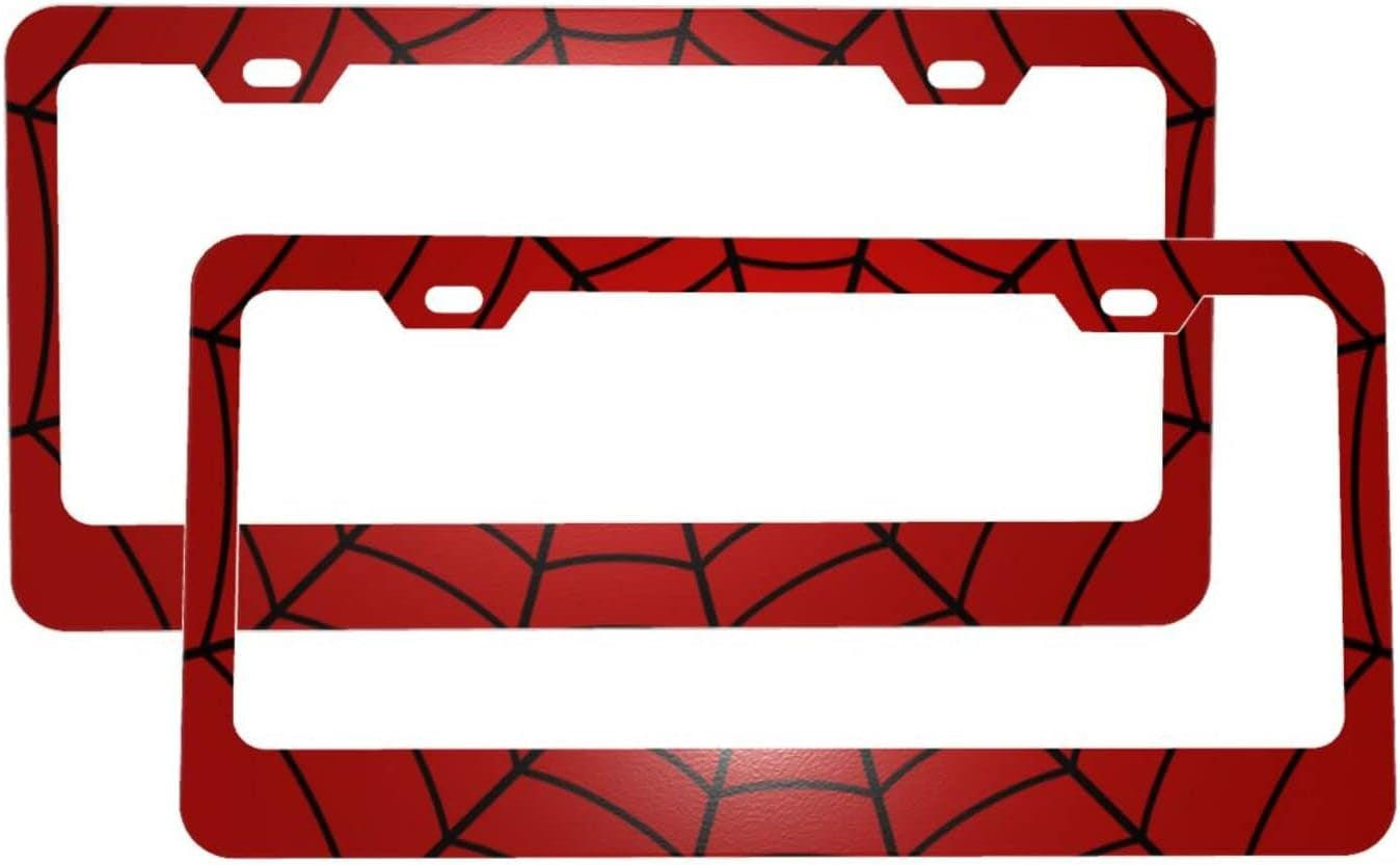 Red Spider Web License Plate Frames Cute Car Accessories for Us Canada Standard Women Men 2 Pack 2 Holes with Black Screw Caps