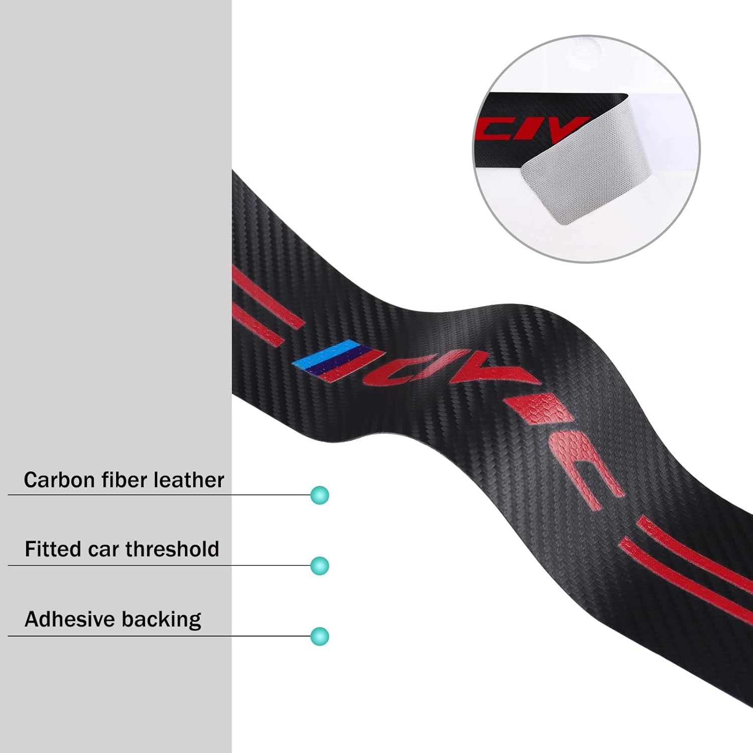 Door Sill Protector Compatible Fit Honda Civic Accessories, Door Sill Guard Decoration Door Sill Scuff Plate Sticker (Red&Black)